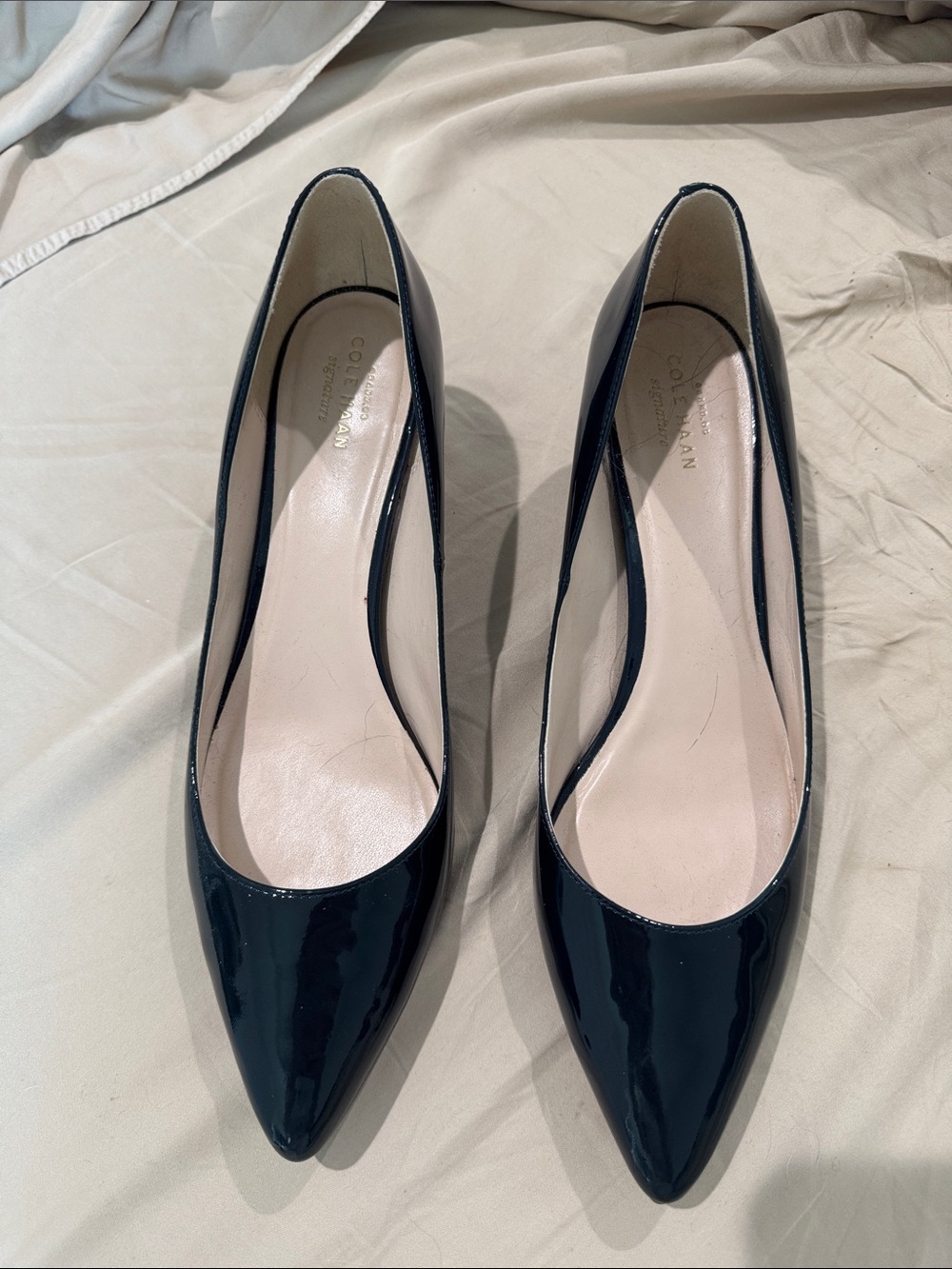 Cole Haan Patent Leather Pointed-Toe Pumps in Navy size 11B